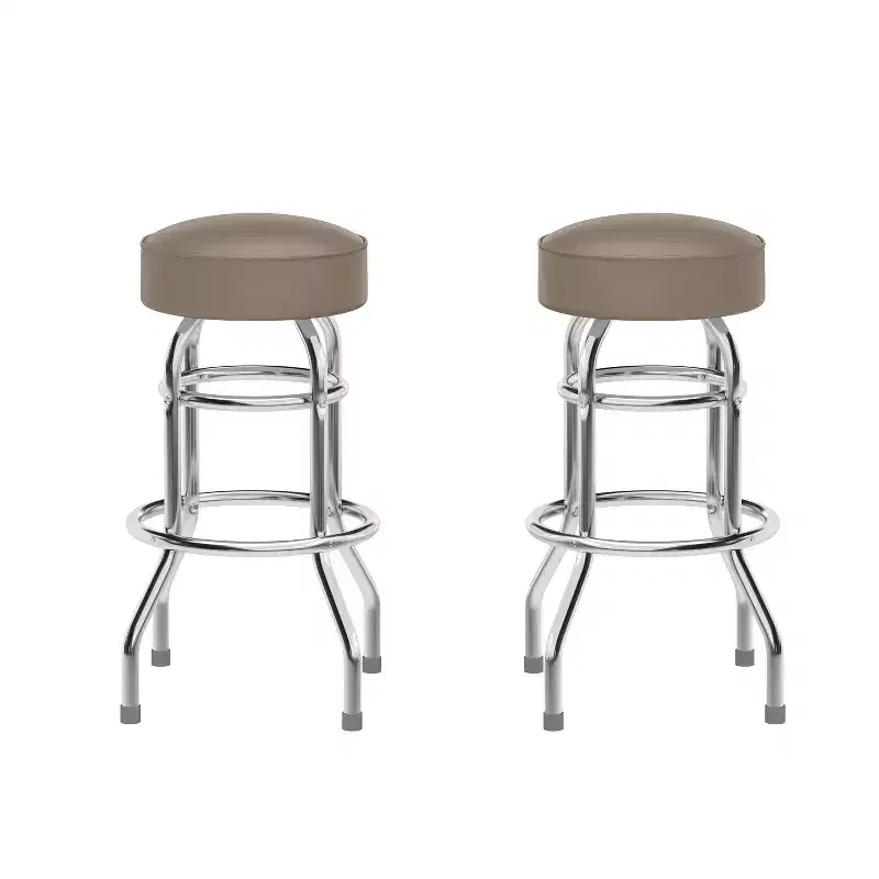 2 Pack Double Ring Chrome Barstool