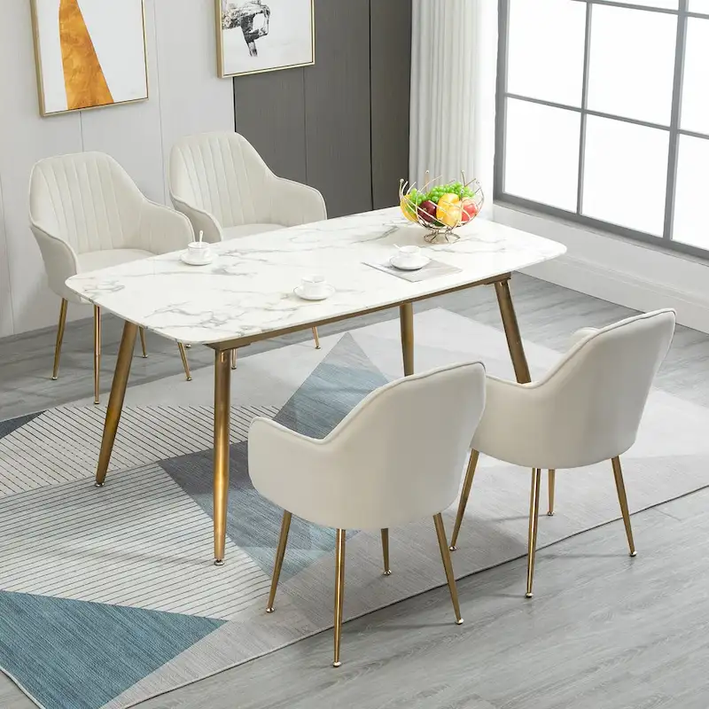 AVAWING Upholstered Velvet Dining Chairs Accent Arm Chairs Set of 4