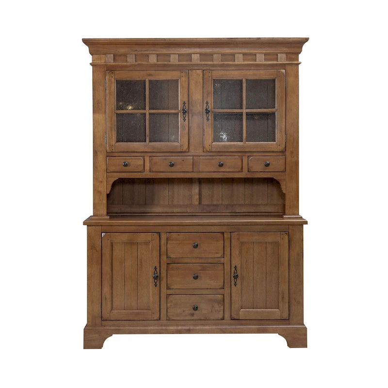 Rustic Oak Buffet and Hutch