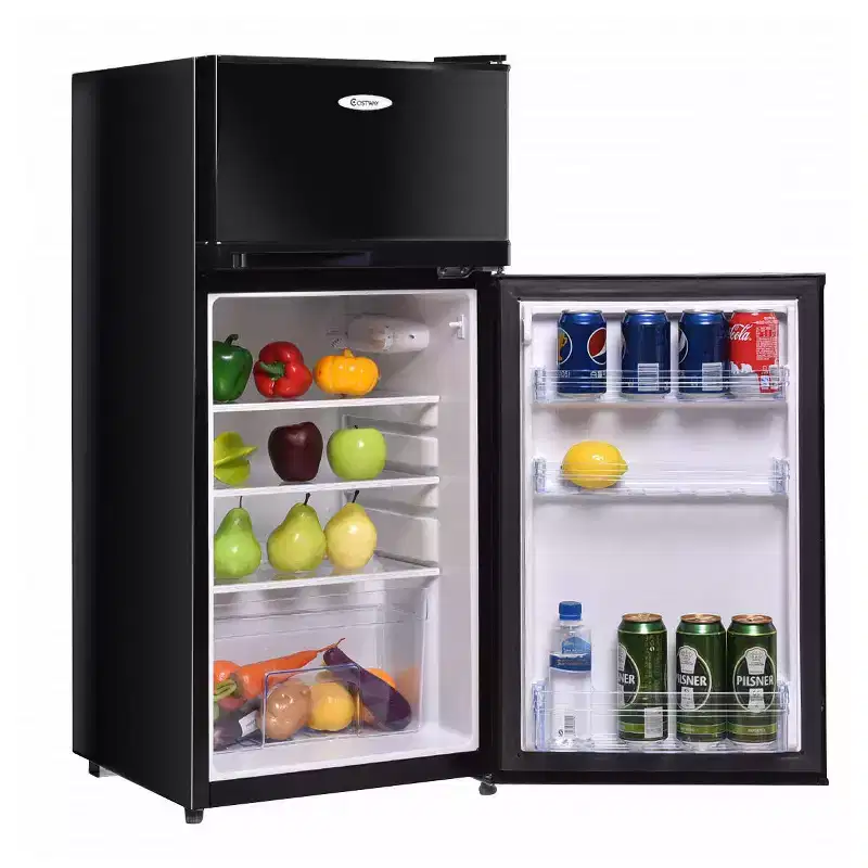 Costway 2 Doors 3.4 cu ft. Unit Compact Mini Refrigerator Freezer Cooler