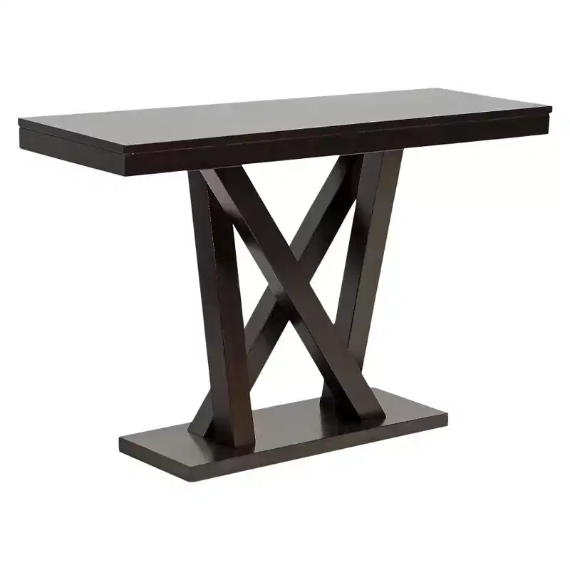 Dark Brown X-Base Console Table, Modern Style