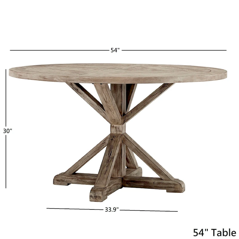 Benchwright Round Antique Grey Oak Dining Table by iNSPIRE Q Artisan