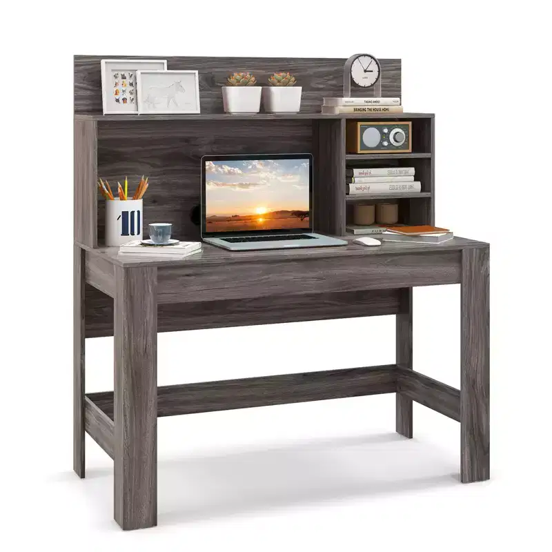 Costway Computer Desk Wooden Writing Desk Modern Home Office Workstation PC Laptop Table for Small Space