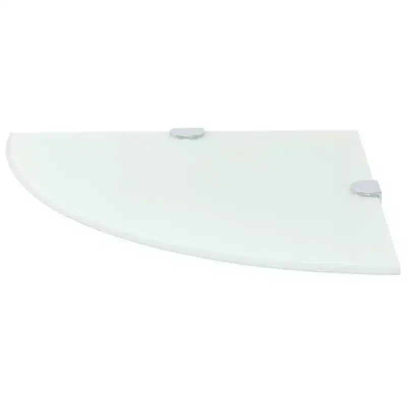 Corner Shelf White Tempered Glass 9.8 in x 9.8 in Wall Mounting