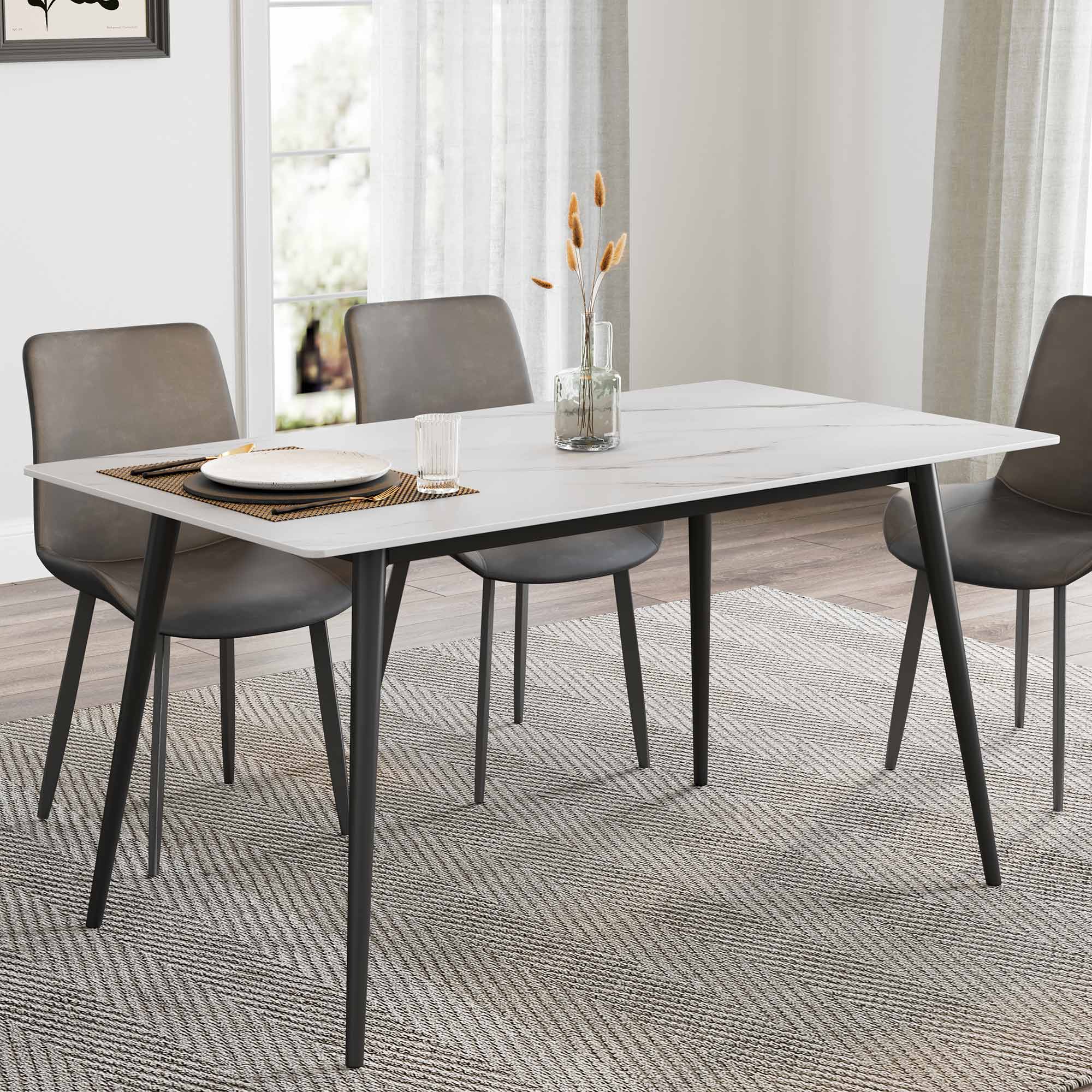 Rectangular Farmhouse Dining Table, Brown