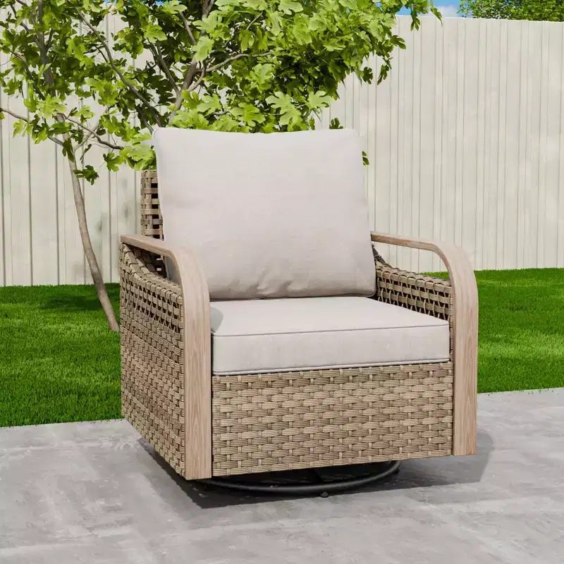 EAGLE PEAK Rocking Chair, Swivel Rocker, Rattan Patio Furniture, 1 Chair