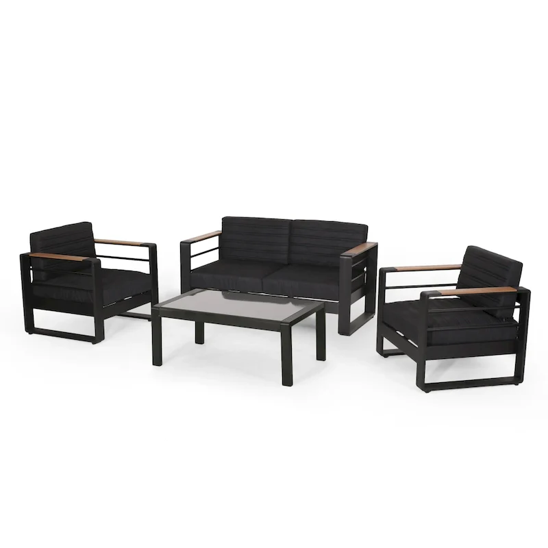 Giovanna Cushioned 4-piece Patio Chat Set by Christopher Knight Home