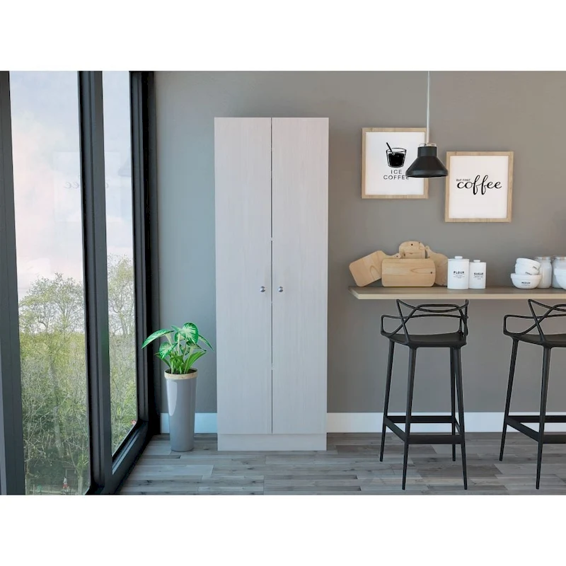 FM Furniture Virginia Double Door Storage Cabinet, Five Shelves