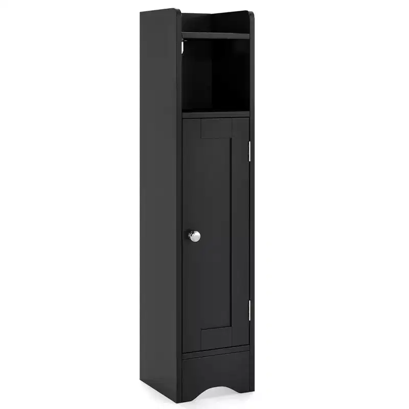Black / Gray / White 5-Tier Freestanding Bathroom Storage Cabinet with Door – For 1