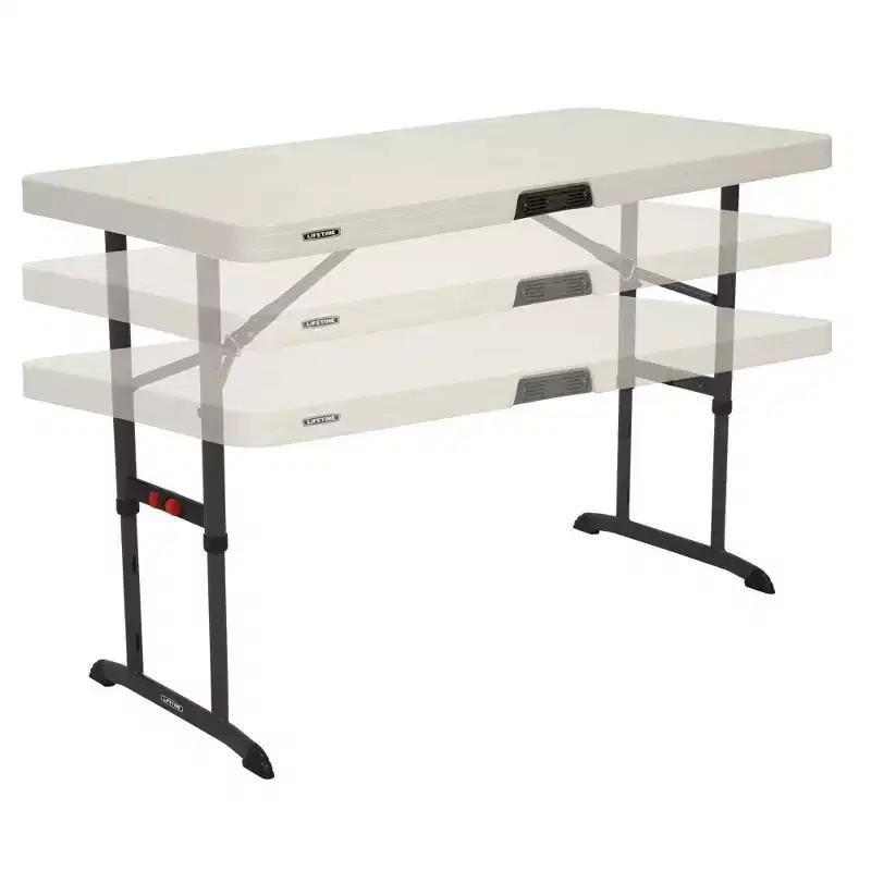 4ft Adjustable Height Commercial Grade Folding Table, White