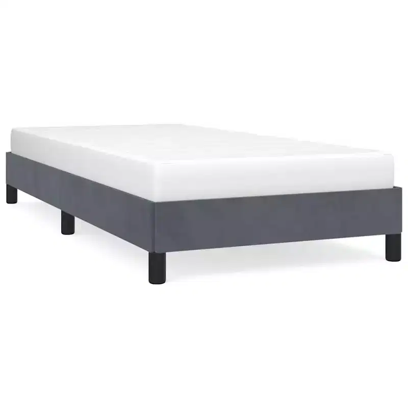Bed Frame Dark Gray Velvet, Plywood, Engineered Wood Twin XL