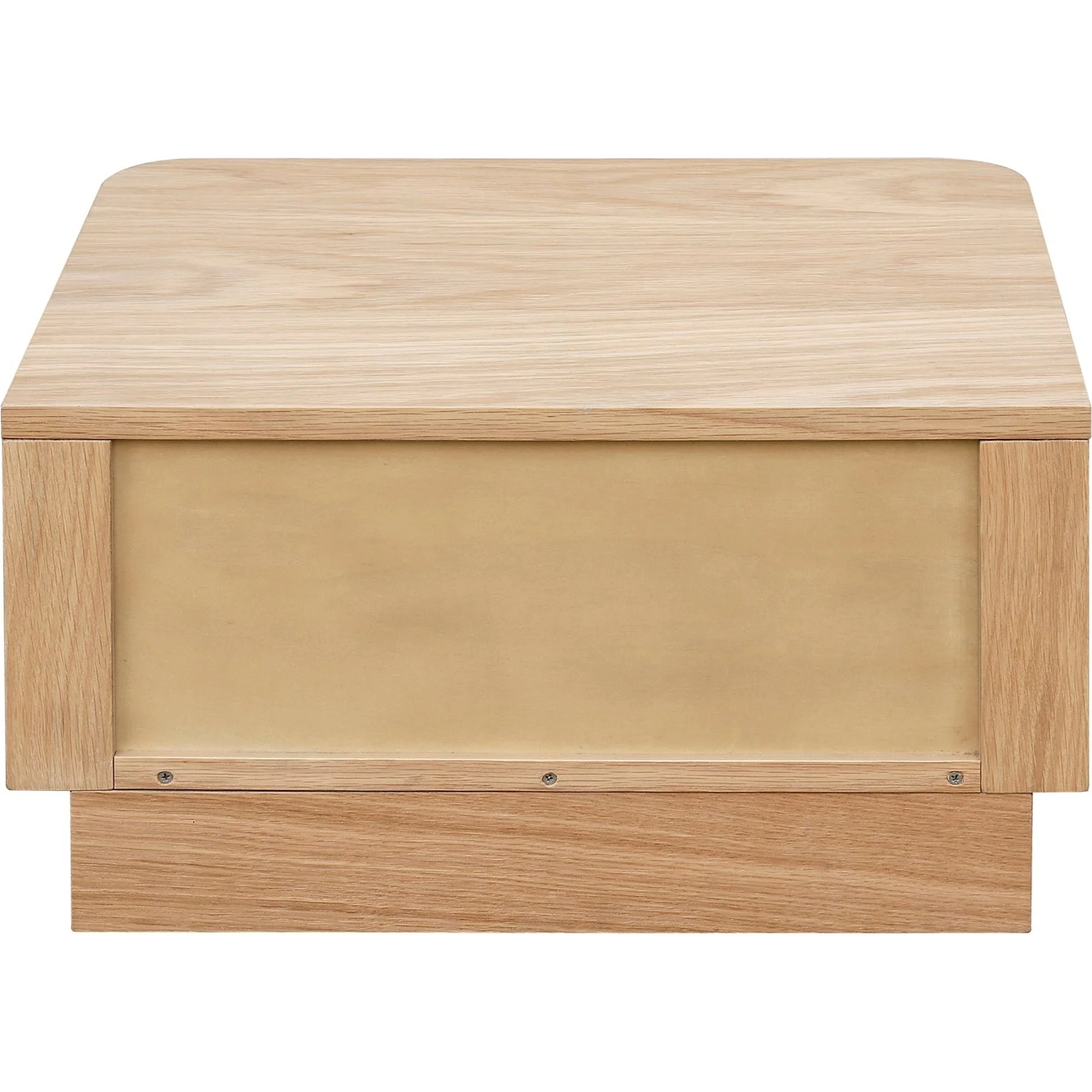 Round Solid Wood Small Nightstand with Dual Drawers & No-Assembly Design for Bedroom