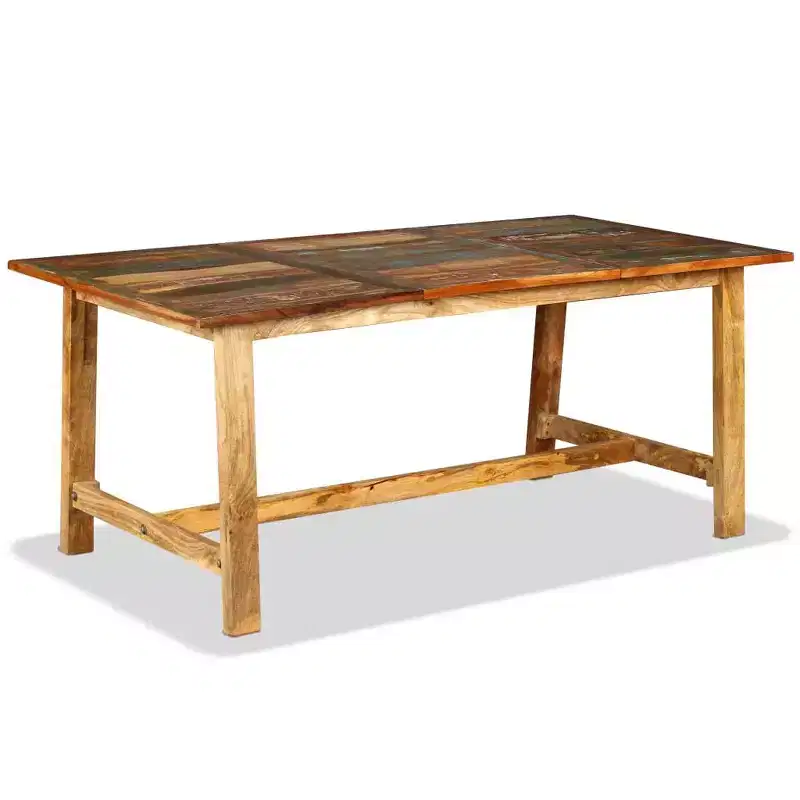 vidaXL Dining Table Multicolored Reclaimed Wood Large Industrial