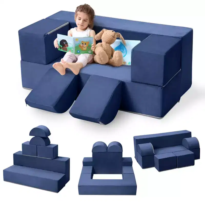 Kids Play Sofa, 6 Pcs Modular Kids Play Sofa Set for Playrooms, Modular Kids Sofa, Toddler Foam Sofa, Convertible Kids Sofa with Removable Sofa Cover