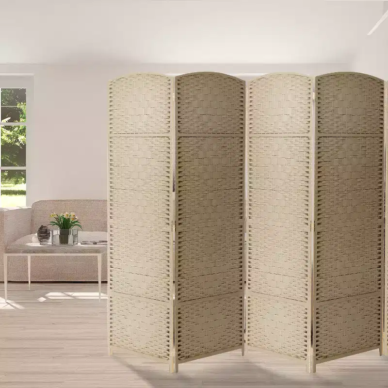 8 Panel Extra Wide Room Divider 6 ft. Tall - Privacy Screen, Extra Wide Double Hinged Panels, Diamond Double-Weaved