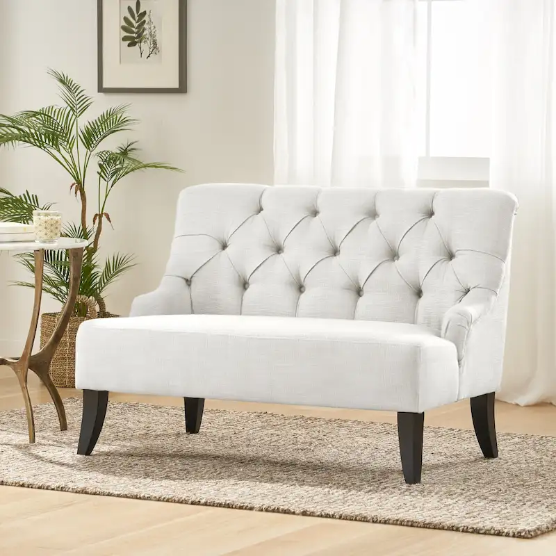 Nicole Polyester Blend Fabric Settee by Christopher Knight Home - 29.25L x 43.75W x 30.50H