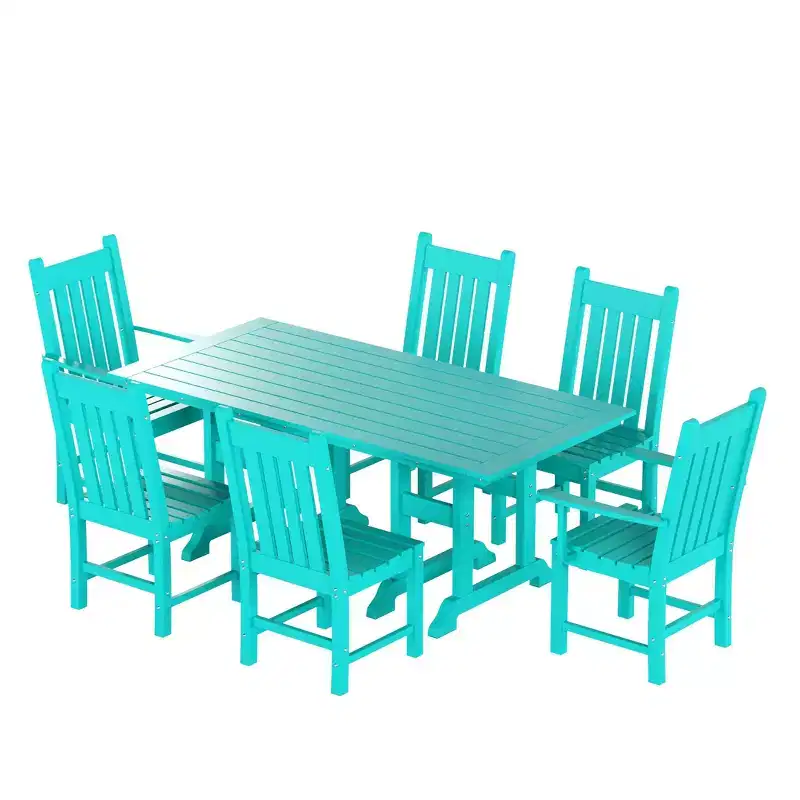 WestinTrends Malibu 7 Piece Outdoor Patio Dining Set Outdoor Dining Table with Dining Chair, Turquoise