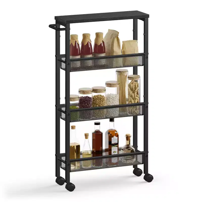 4-Tier Slim Rolling Storage Cart with Handle - 5.1