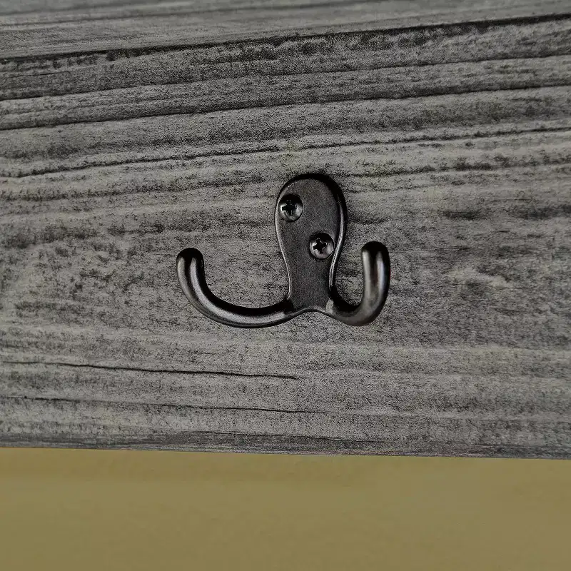 48" Pomona Metal and Wood Entryway Coat Hook with Storage Cubbies Slate Gray - Alaterre Furniture