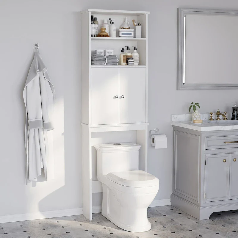Over-the-Toilet Storage Cabinet with Door – Space-Saving Bathroom Organizer