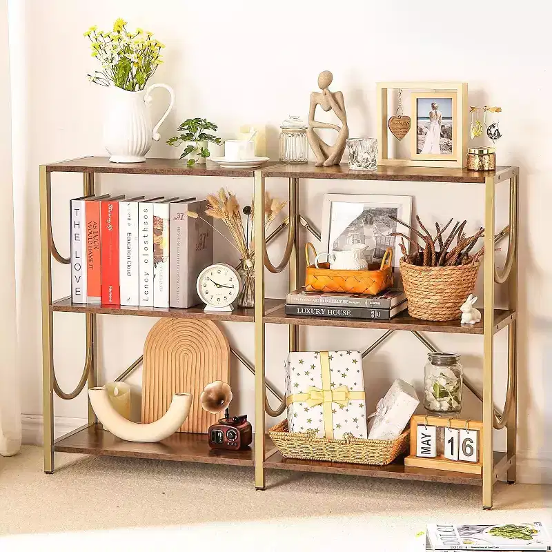 46.5 Console Table with 3 Open Shelves, Multipurpose Sofa and Entryway Table, Compact Storage and Display Rack, Double-Sized Organizer