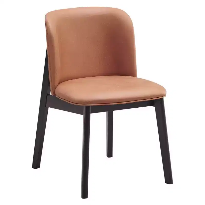 Royal Hampton 22 Inch Side Dining Chair Set of 2, Ergonomic, Brown Fabric, Black
