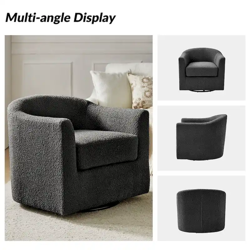 Rita Modern Ergonomic Boucle Upholstered Swivel Barrel Chair Set of 2 by HULALA HOME