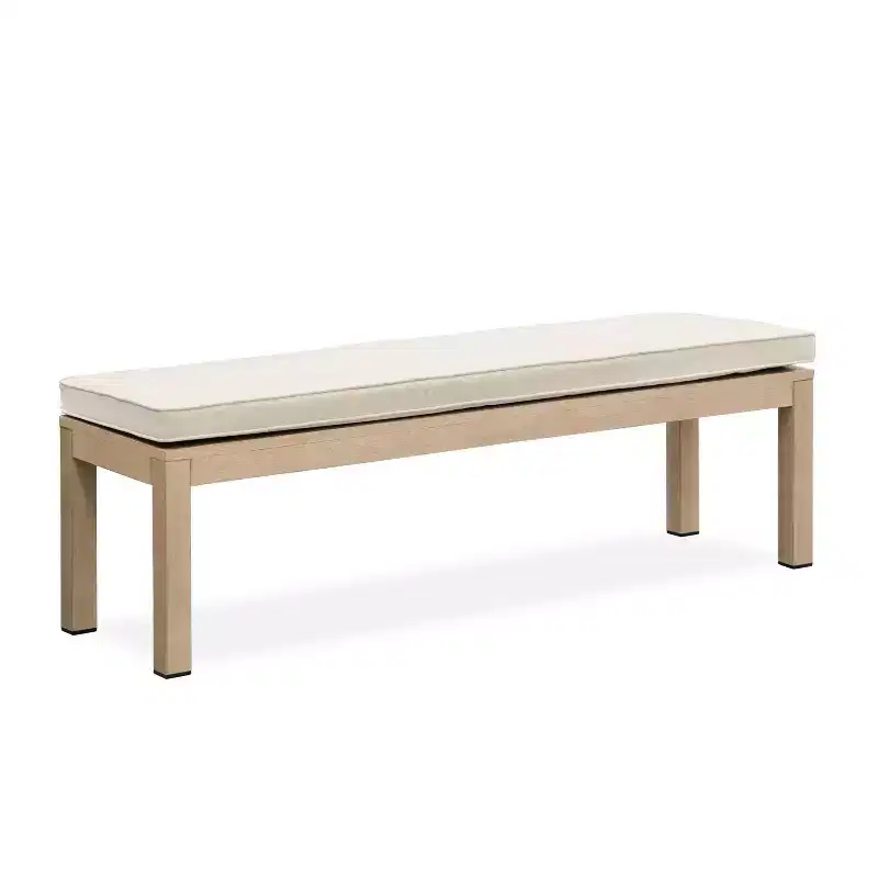 Greemotion 57" Bordeaux Metal Outdoor Patio Dining Bench: Aluminum Frame, Beige Cushions, UV & Water-Resistant