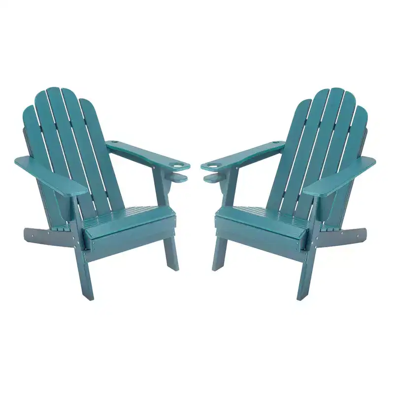 CASAINC Adirondack Chair with Cup Holder and Umbrella Hole, Set of 2