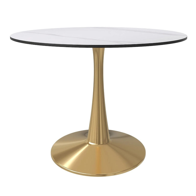 Round Dining Table 40 Sintered Stone Tabletop in Gold Steel