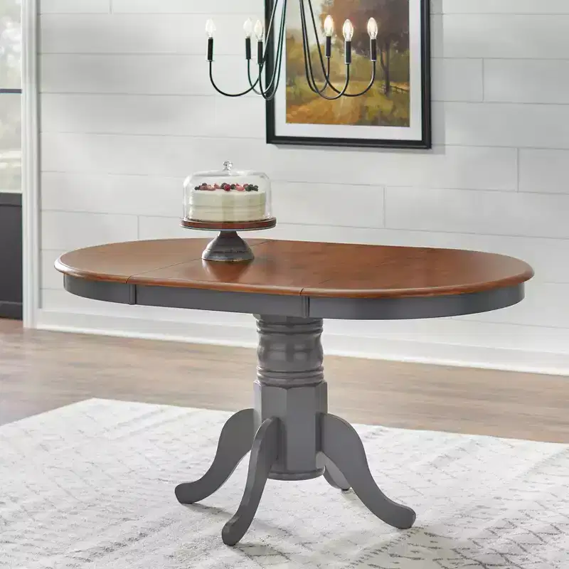 Buylateral Farmhouse Extendable Solid Wood Pedestal Dining Table