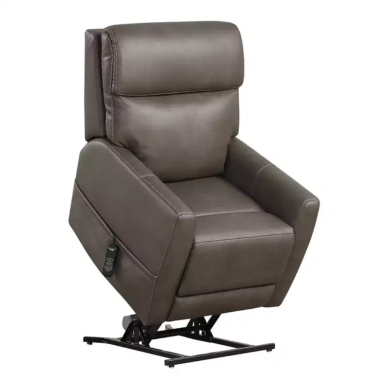 Leatherette Powered Recliner Lift Chair with Zone Heating and Adjustable Headrest, Gray