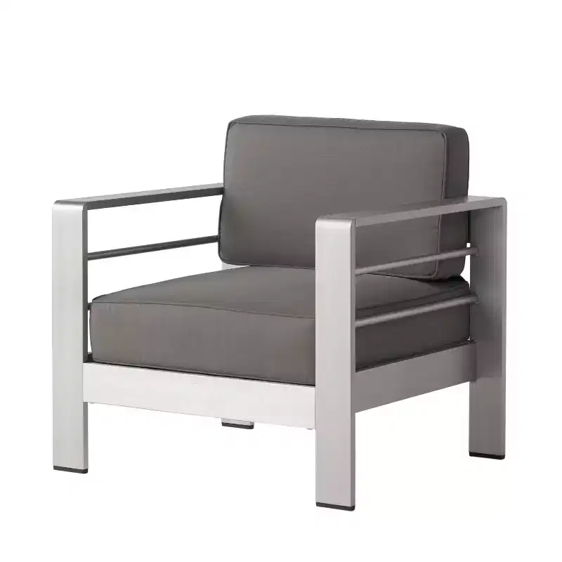 Cape Coral 5pc Aluminum Sofa Set with Cushions - Khaki - Christopher Knight Home: Weather-Resistant Patio Conversation Set