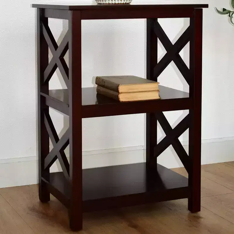 The Lakeside Collection Wood Accent Table with Open Sides in X Design - 2-Tier -
