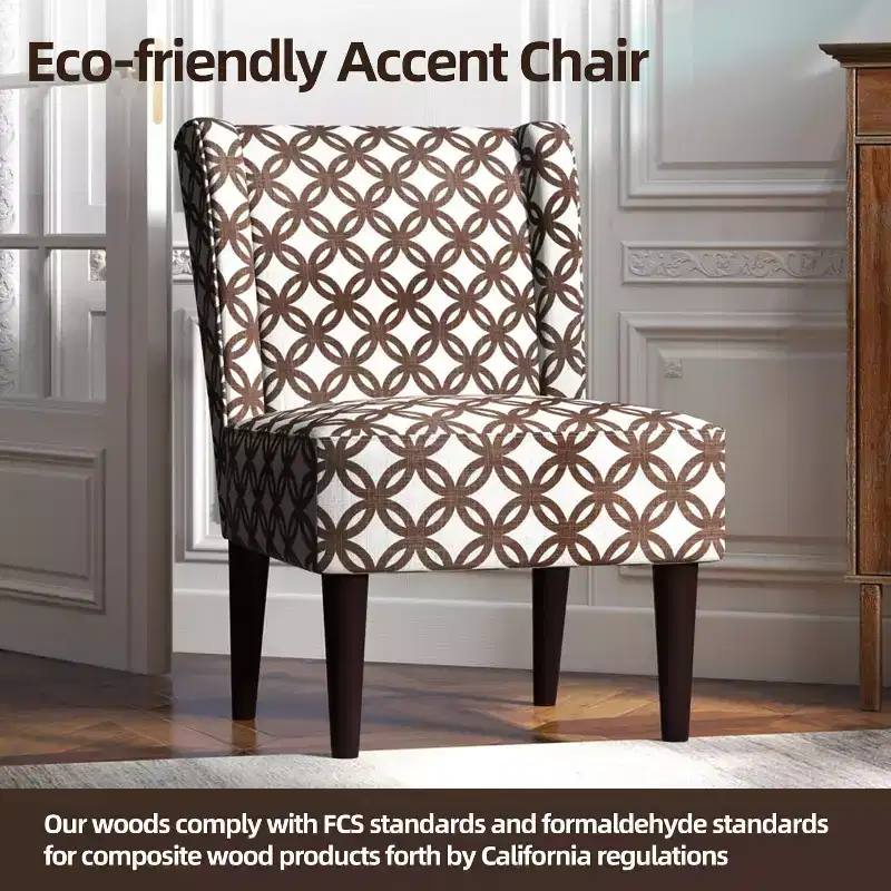 Bestier Mid Century Fabric Accent Chairs with Wing-back Brown