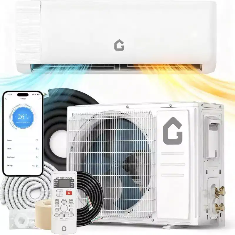 18,000 BTU 23 SEER2 Mini Split AC/Heat Pump - WiFi/Alexa, Ultra-Quiet, 208-230V, White, Cools/Heats 1,250 Sq.Ft, Complete Installation Kit