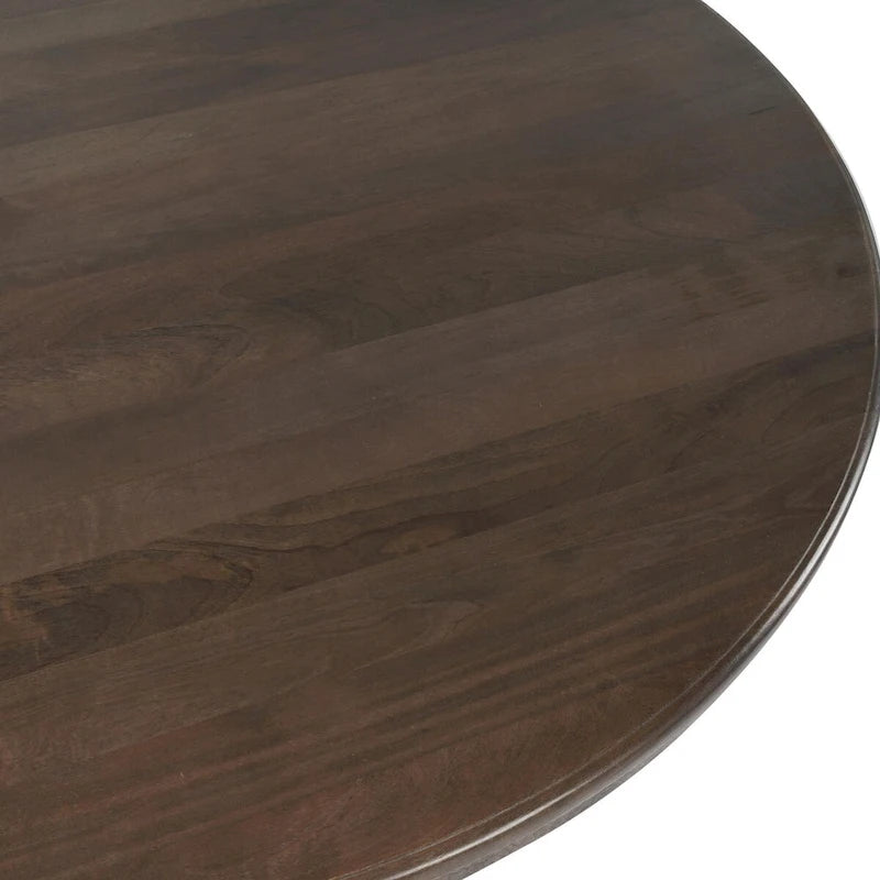 60-Inch Round Solid Wood Dining Table in Cocoa Brown