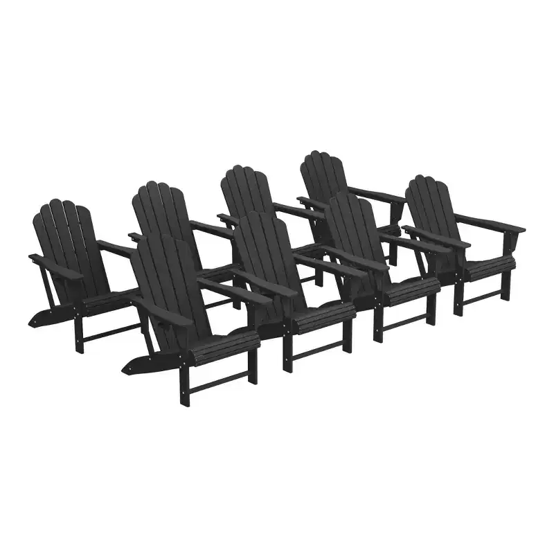 WestinTrends Highland Outdoor Patio HDPE Adirondack Chairs With Cup Holders (Set of 8)