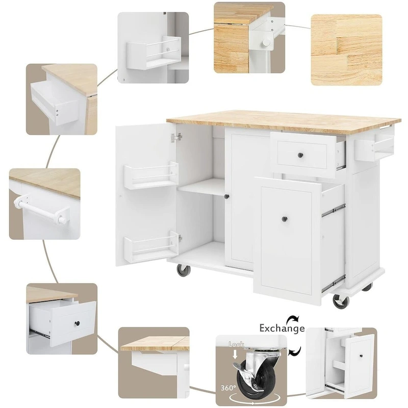 54 Kitchen Island Cart with Wheels