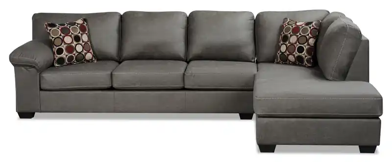 in Canada Morty  Right-Facing Leather-Look Fabric Sofa Bed with Accent Pillows