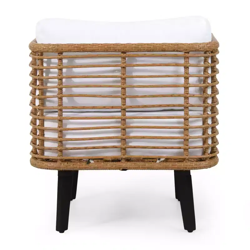 TUYOHW Semi-Enclosed PE Rattan Club Chair Patio Accent Chair,Set of 1,Boho Style Lounge Chair with Thick Water-Resistant Cushion & Foot Pads