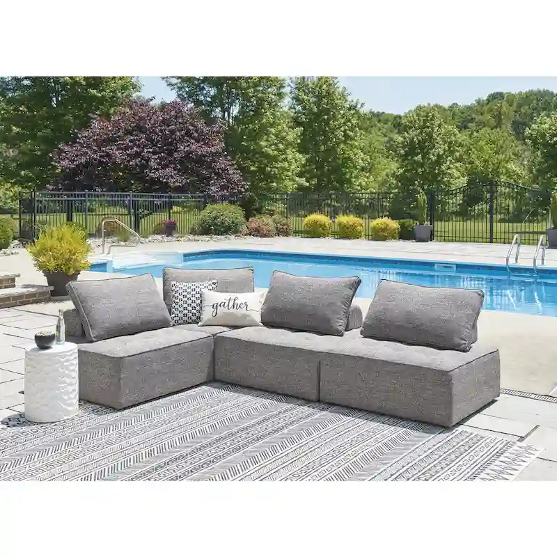 Signature Design by Ashley Bree Zee Gray 4-Piece Outdoor Sectional - 114 W x 38 D x 34 H