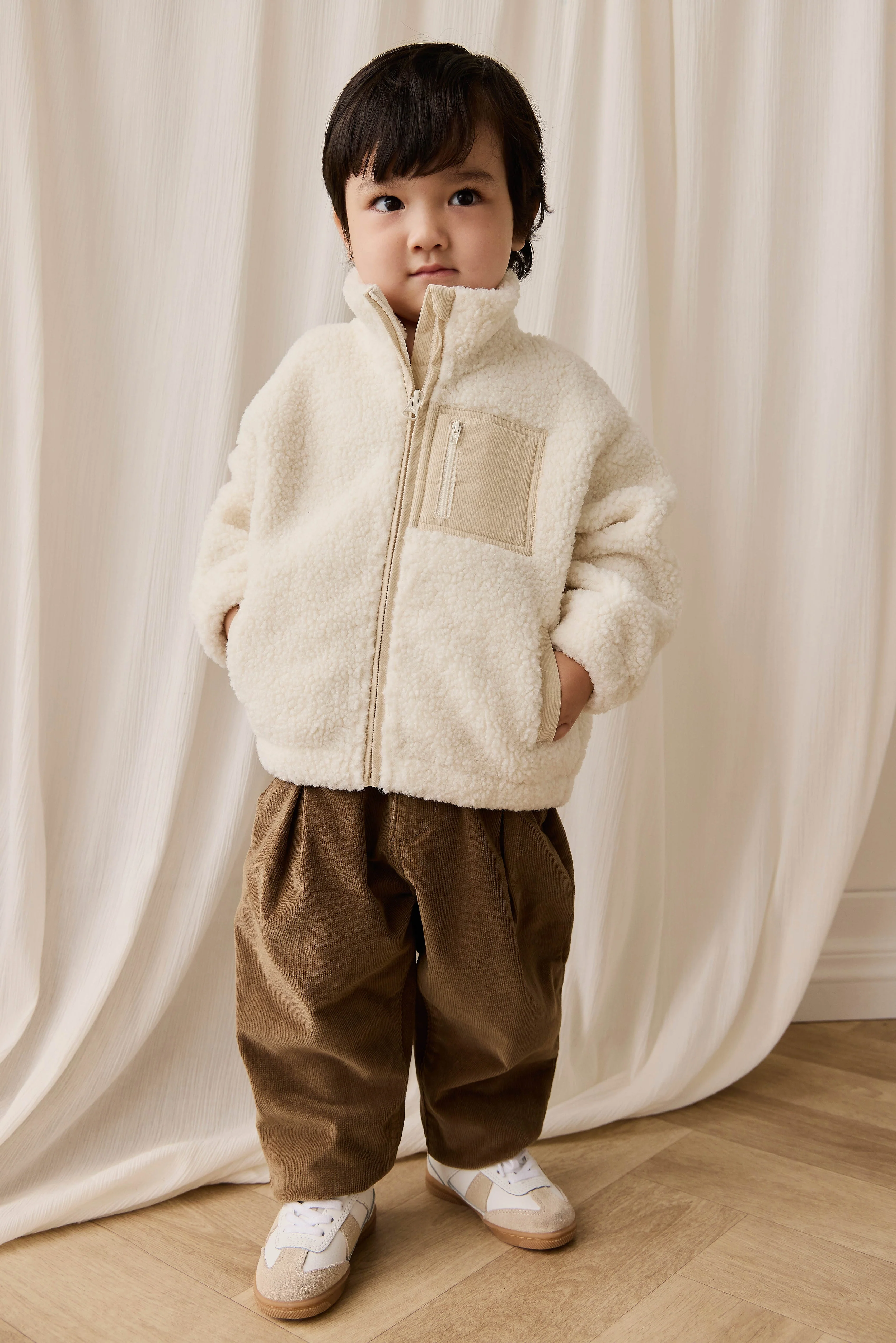 Refined Pecan Cotton-Elastane Tailored Pant with Pleated Waist for Everyday Wear 6M–8Y