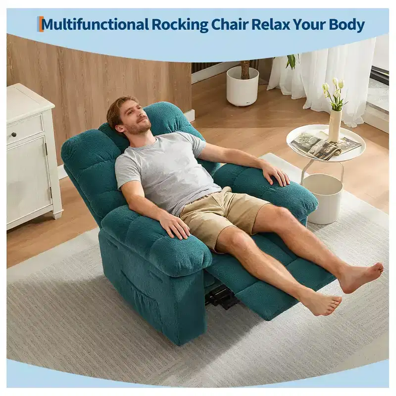 Oversized Manual Recliner Chair with Side Pocket, 300 lb Capacity