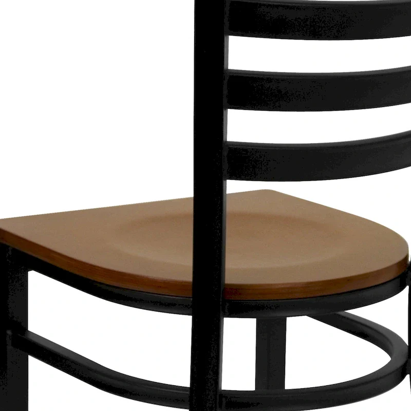 Ladder Back Metal Dining Chair with Wood Seat