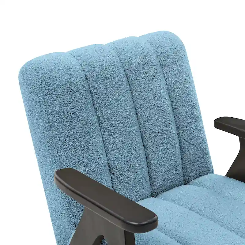 Roundhill Furniture Rella Modern Teddy Sherpa Fabric Accent Chair with Espresso Wood Frame