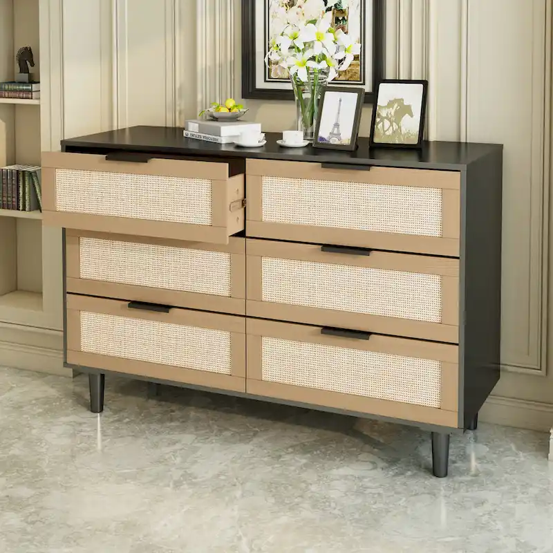 6 drawers Rattan dresser Rattan Drawer, Bedroom,Living Room