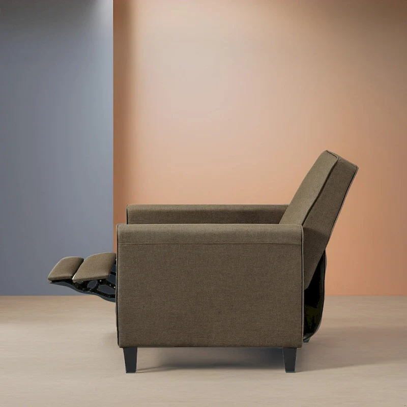 Pushback Recliner Chair with Adjustable Footrest and Padded Armrests