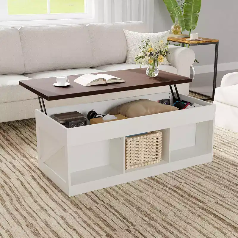 Farmhouse Lift Top Coffee Table, Modern Design, Durable Construction, Spacious Surface, for Living Room Office