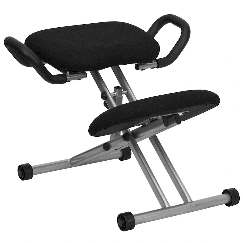 Ergonomic Kneeling Chair with Handles - Black Fabric